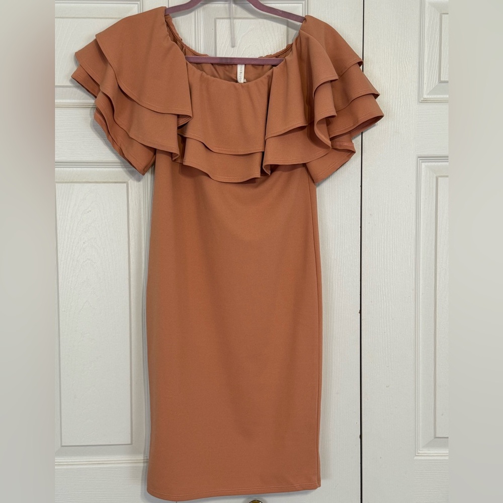 Elegant Ruffled Dress in mauve pink